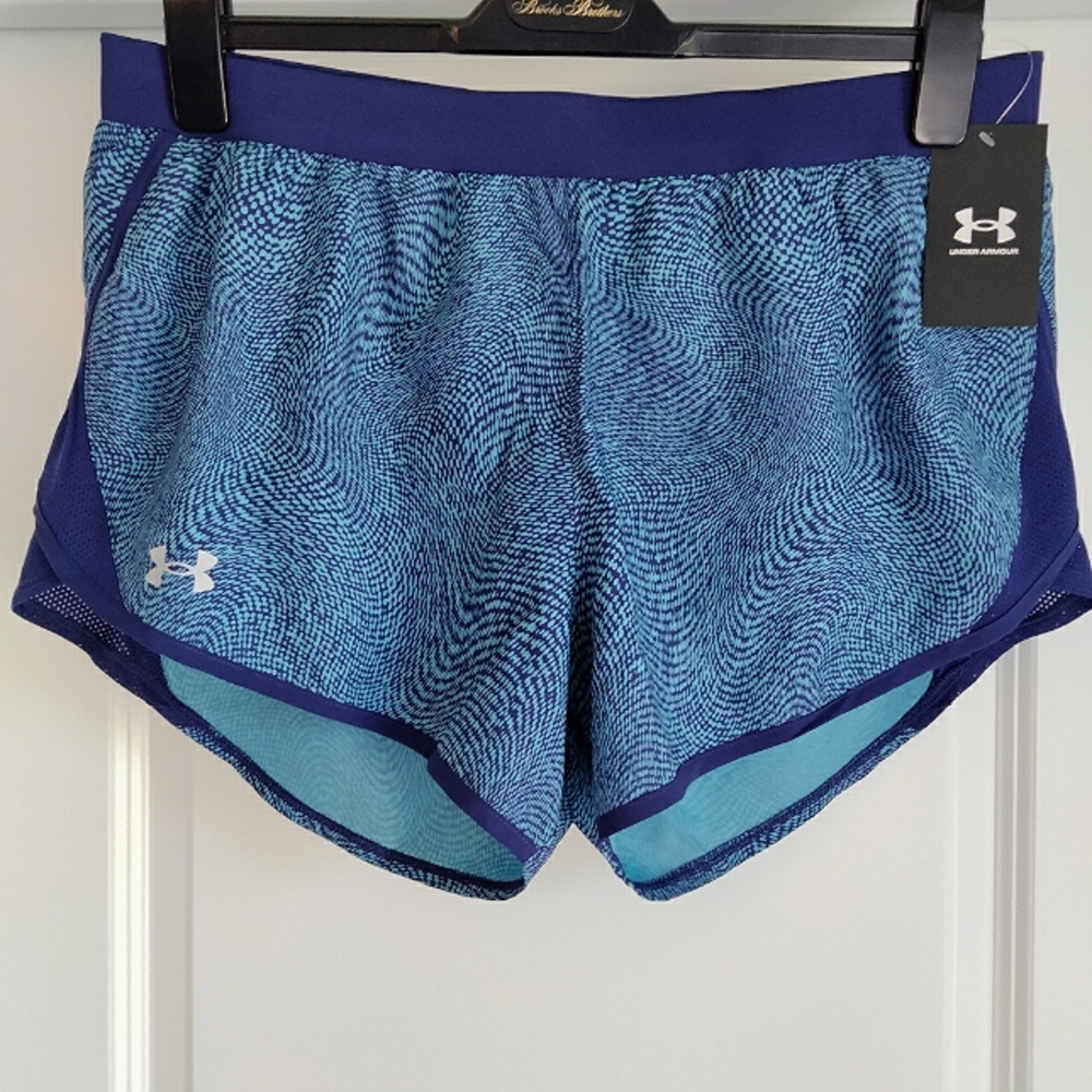 NWT 3XL UA Fly By 2.0 Blue Printed Heatgear Active Gym Running Shorts NEW